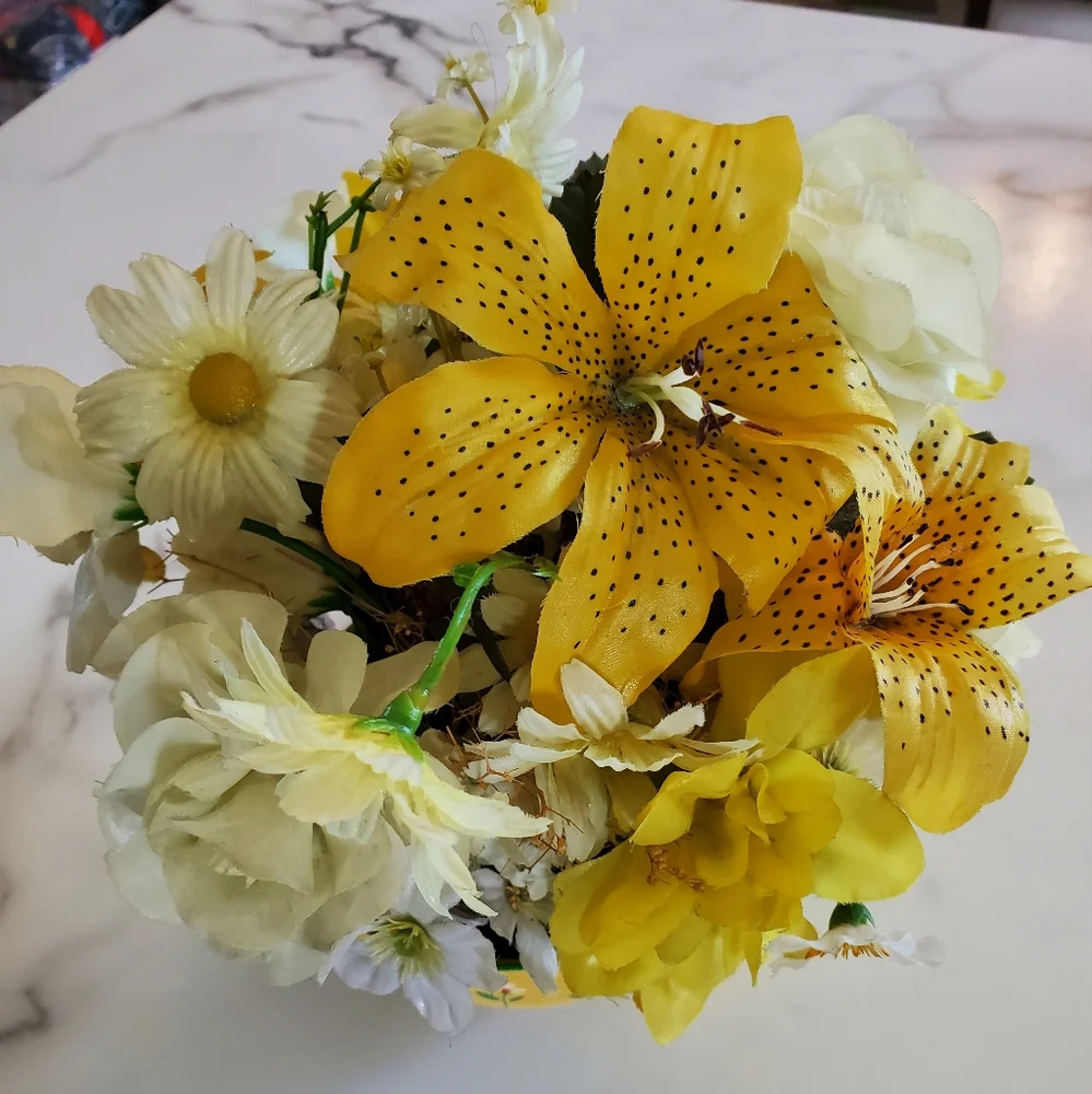 Vintage Handmade Floral Arrangement in Mug